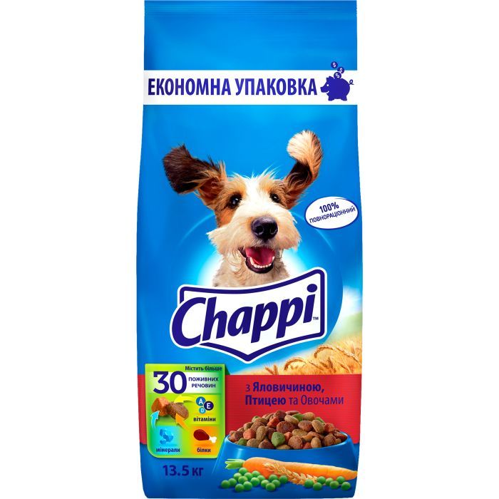 Сухой корм для собак Chappi с говядиной, птицей и овощами 13.5 кг (5998749128350/5998749128329)