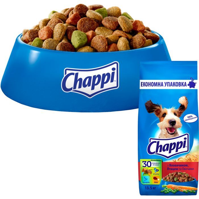 Сухой корм для собак Chappi с говядиной, птицей и овощами 13.5 кг (5998749128350/5998749128329) изображение 2