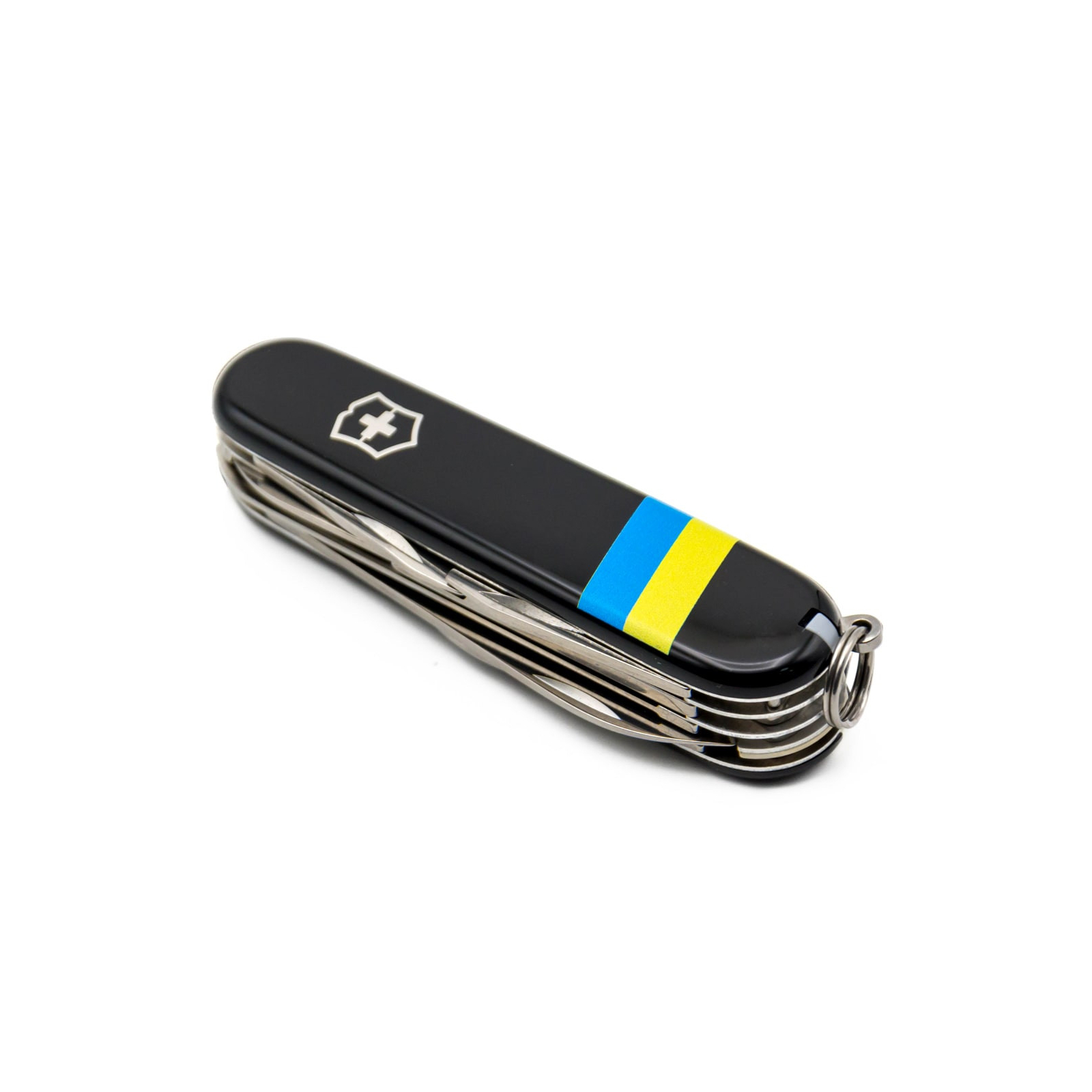 Нож Victorinox Huntsman Ukraine Black "Вогняний Тризуб" (1.3713.3_T0316u) изображение 5