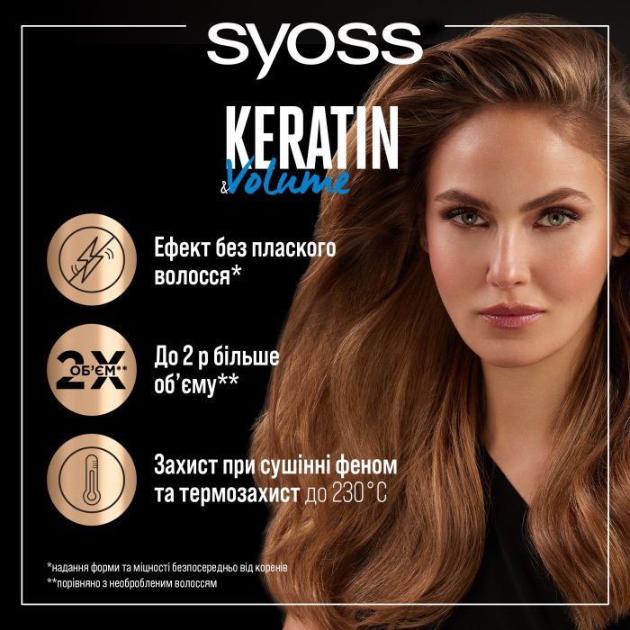 Спрей для волос Syoss Keratin & Volume Защита при сушке феном 200 мл (9000101712681) изображение 2