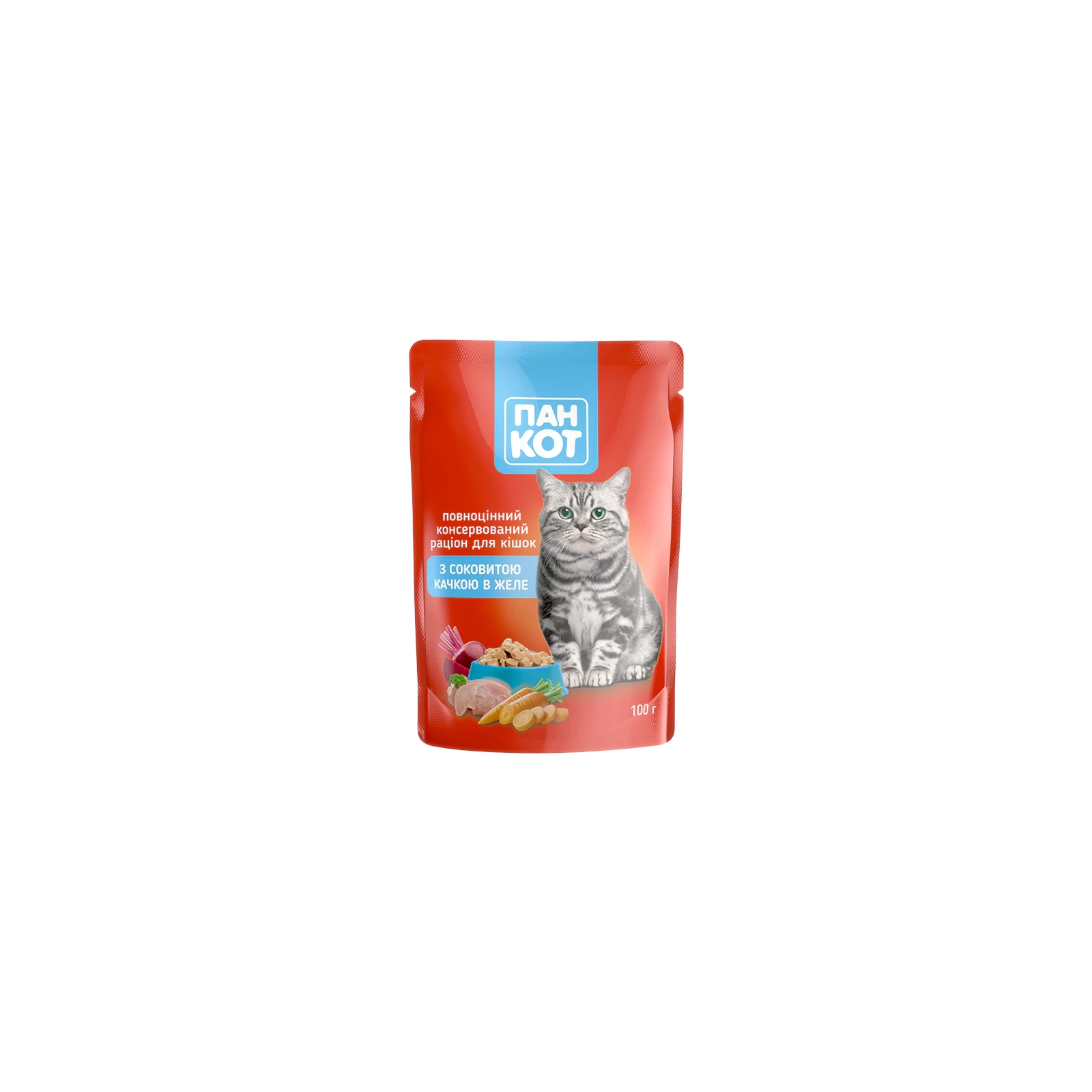 Влажный корм для кошек Пан Кот утка в желе 100 г (4820111140992)