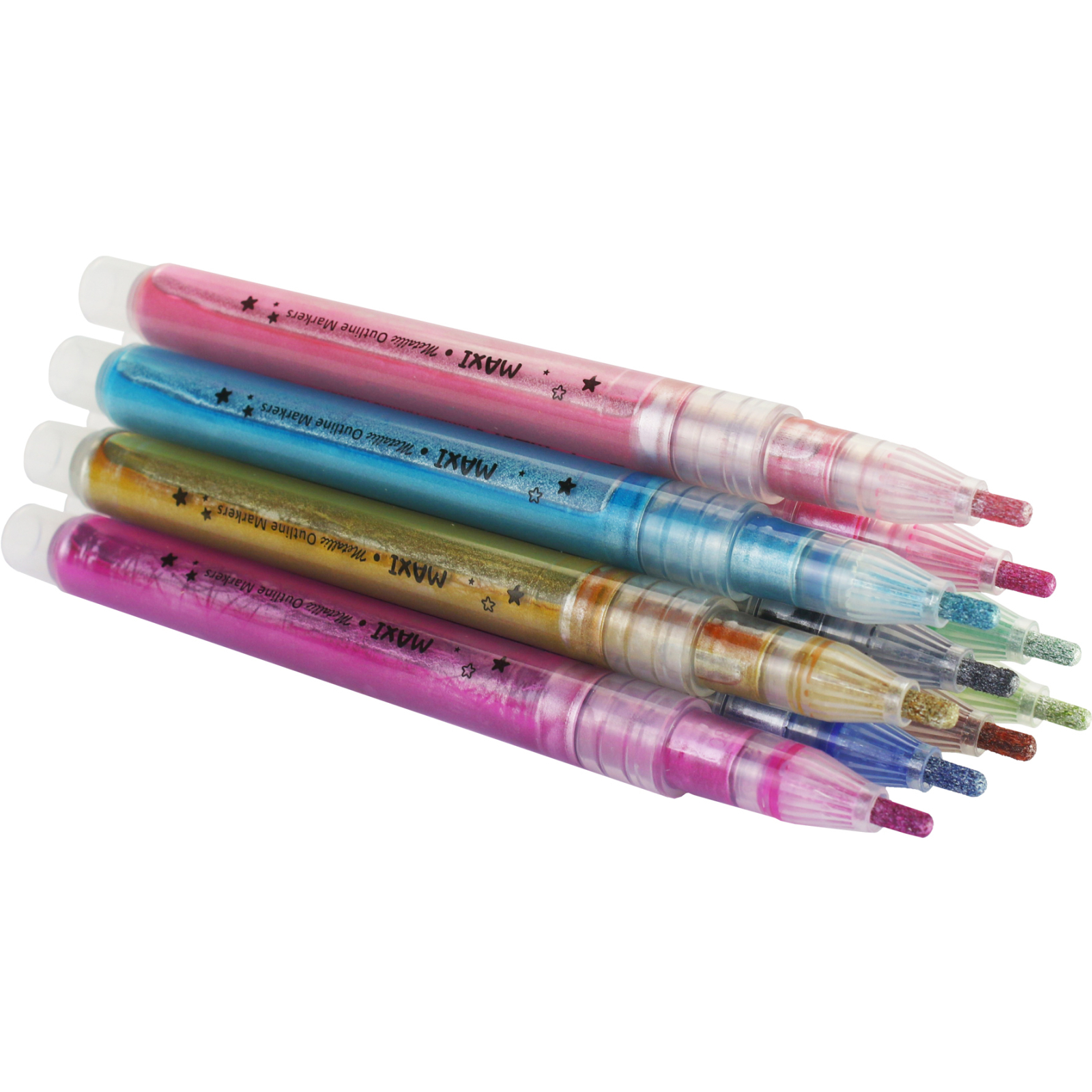 Художній маркер Maxi Металізовані з кольоровим контуром, 12 кольорів (MX15247) зображення 2