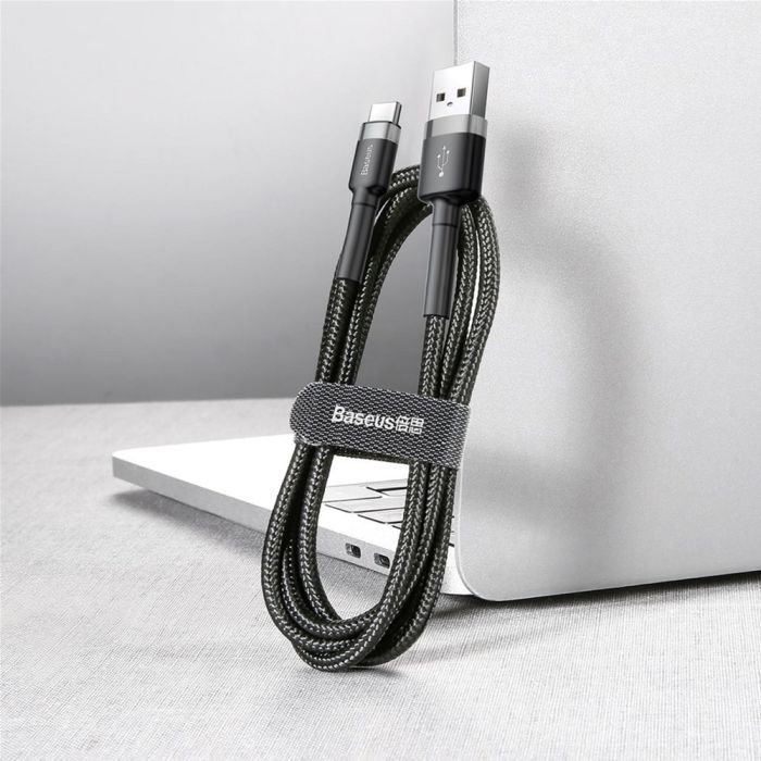 Дата кабель USB 2.0 AM to USB-C 2.0m 2A Gray-Black Baseus (CATKLF-CG1) изображение 2