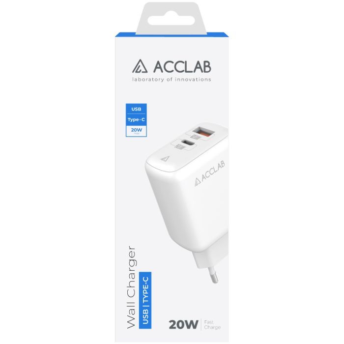 Зарядний пристрій ACCLAB AL-TC220 (1xUSB, 1xType-C) (1283126556494) зображення 2