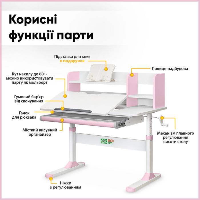Парта з кріслом ErgoKids TH-330 W/PN + Y-208 KP зображення 6