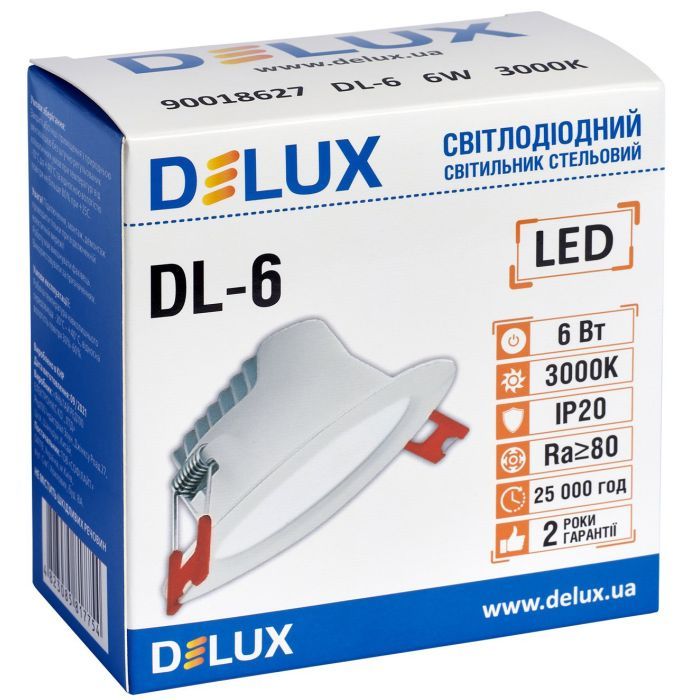 Світильник Delux DL-6 3000К 6Вт 480лм 230В D100мм (90018627) зображення 2