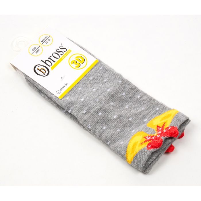 Шкарпетки дитячі Bross новорічні з дзвіночком (21248-6-12-gray) зображення 2
