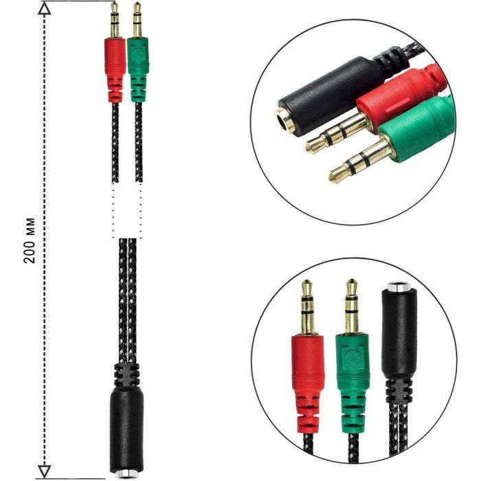 Переходник XoKo AC-007 2x3.5-мм jack(F) - 3.5-мм 4pin jack(M) (XOKO AC-007) изображение 3