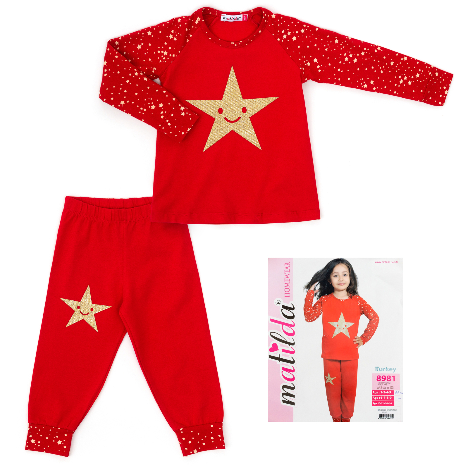 Пижама Matilda со звездочкой (8981-2-104G-red) изображение 2