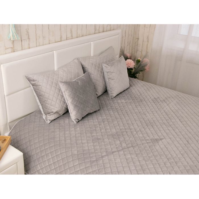 Покрывало Руно двустороннее декоративное Velour Grey ромб 150х220 см (360.55_Grey ромб) изображение 2