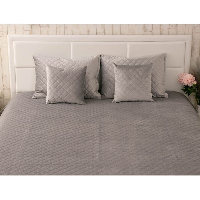 Покрывало Руно двустороннее декоративное Velour Grey ромб 150х220 см (360.55_Grey ромб) изображение 3