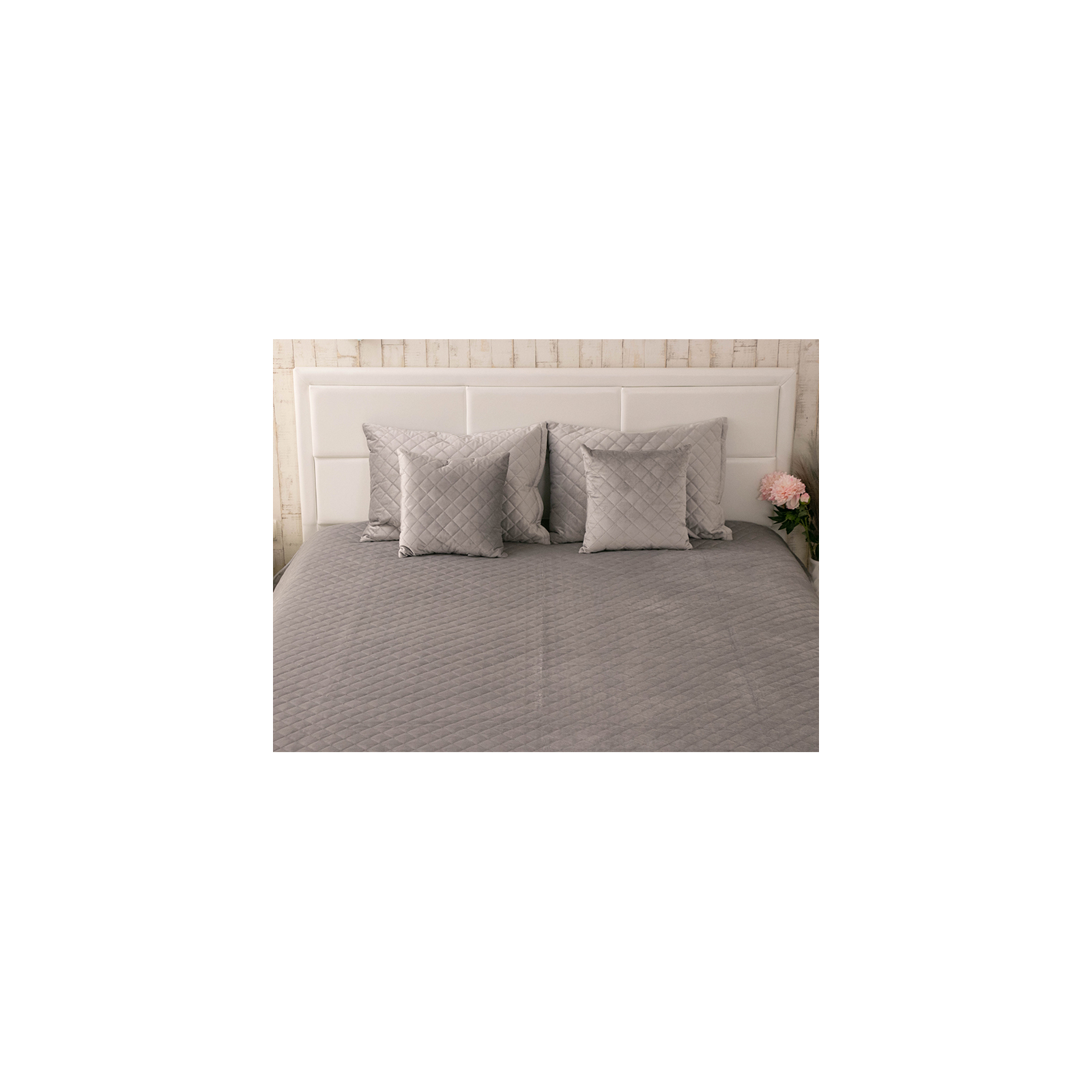 Покривало Руно двостороннє декоративне Velour Grey ромб 220х240 см (330.55_Grey ромб) зображення 3