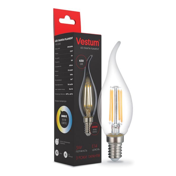 Лампочка Vestum С35Т Е14 5Вт 220V 3000К (1-VS-2410)