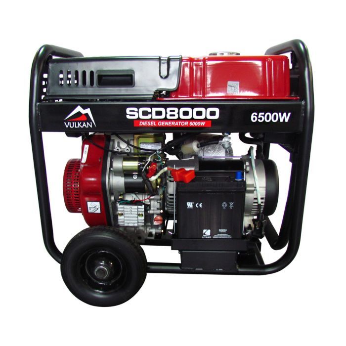 Генератор Vulkan SCD8000 Дизель-поезд 1ф 6,5kW эл.старт, 18л, колеса (SCD8000)