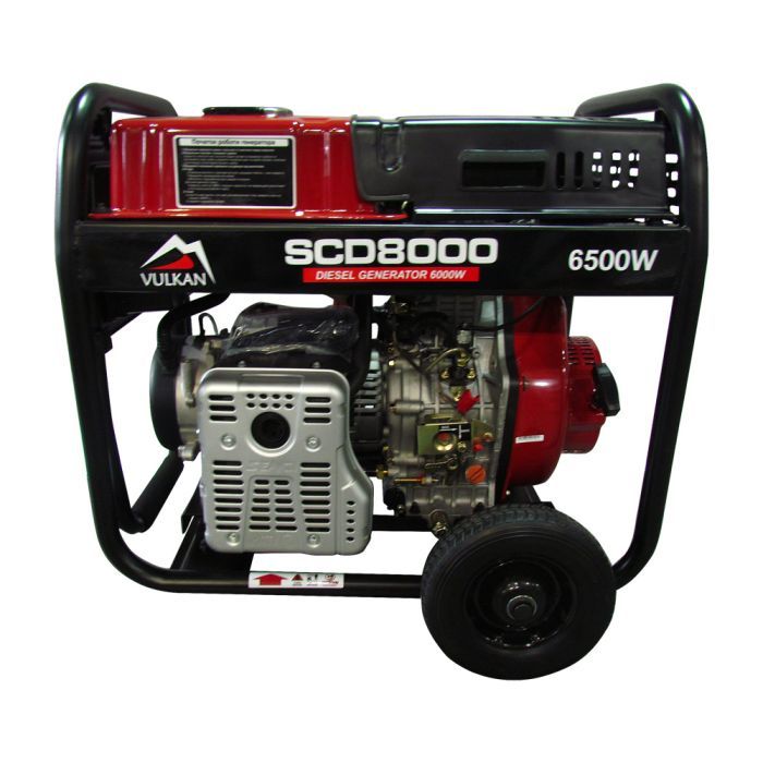 Генератор Vulkan SCD8000 Дизель-поезд 1ф 6,5kW эл.старт, 18л, колеса (SCD8000) изображение 2