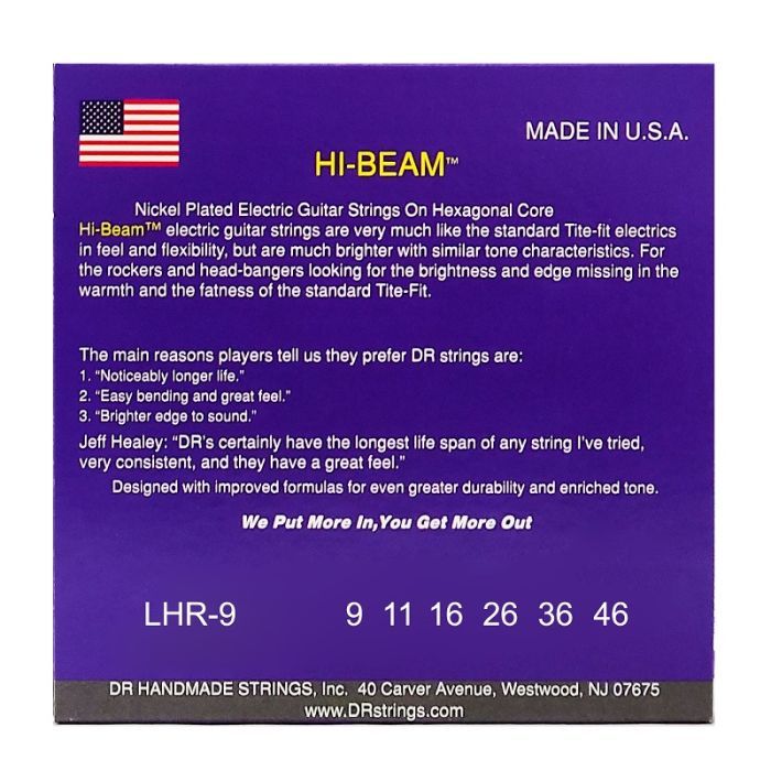 Струны для гитары DR Strings HI-BEAM Electric - Light Heavy (09-46) (LHR-9) изображение 3