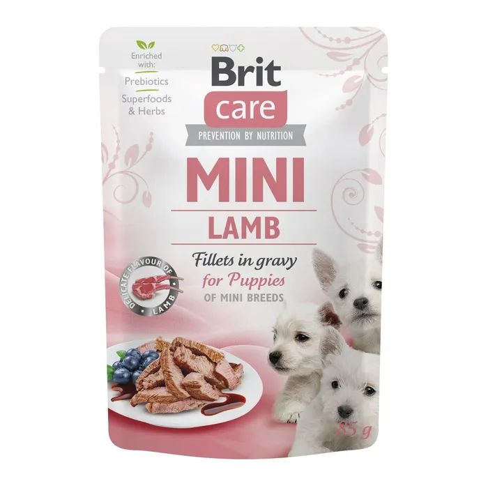 Вологий корм для собак Brit Care Mini для цуценят філе з ягням в соусі (8595602560318)