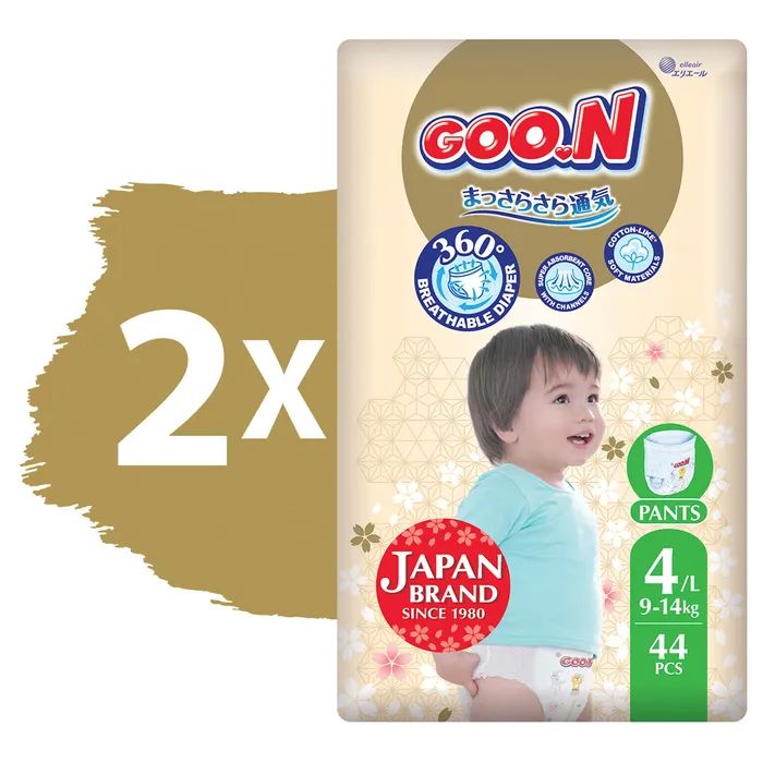 Підгузки GOO.N Premium Soft Трусики розмір 4 L 9-14 кг 88 шт (F1010101-157-2) зображення 2