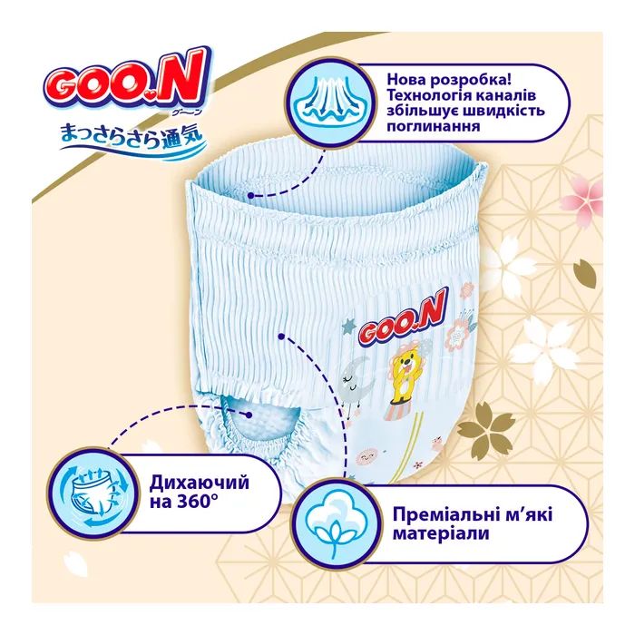 Підгузки GOO.N Premium Soft Трусики розмір 4 L 9-14 кг 88 шт (F1010101-157-2) зображення 3