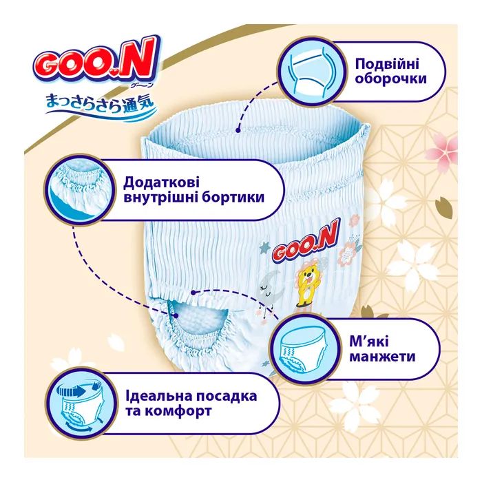 Підгузки GOO.N Premium Soft Трусики розмір 4 L 9-14 кг 88 шт (F1010101-157-2) зображення 4