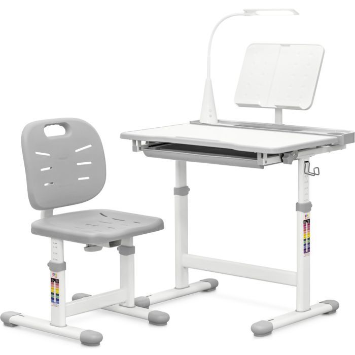 Парта со стулом Evo-kids (стул+стол+полка+лампа) Blue (Evo-17 BL Ergo)