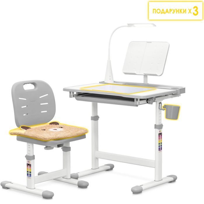 Парта со стулом Evo-kids (стул+стол+полка+лампа) Blue (Evo-17 BL Ergo) изображение 3