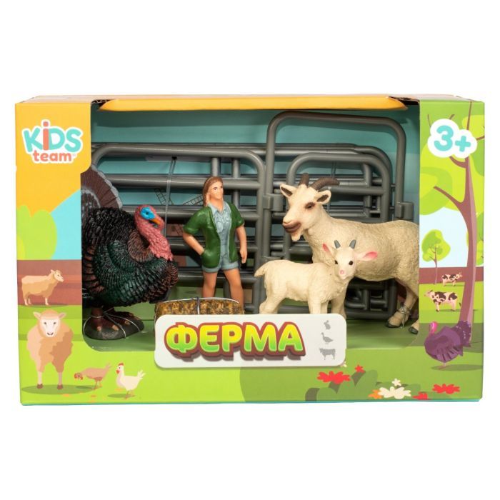 Фигурка Kids Team набор Ферма фермерша, индюк, коза, козлёнок (Q9899-X20_1) изображение 2
