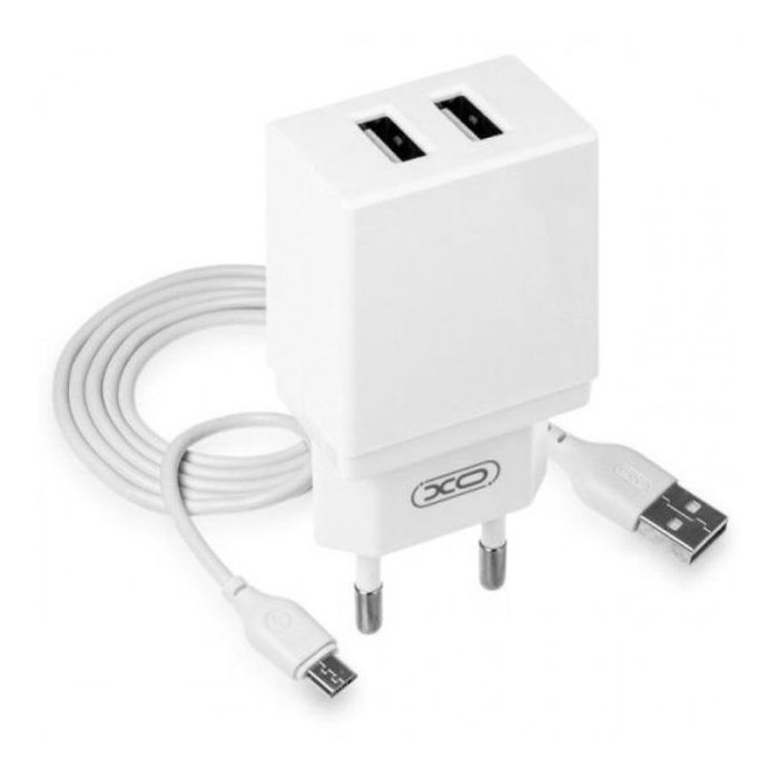 Зарядное устройство XO L75 2USB/2.4A + MicroUSB White (XO-L75-M)