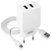 Зарядное устройство XO L75 2USB/2.4A + MicroUSB White (XO-L75-M)