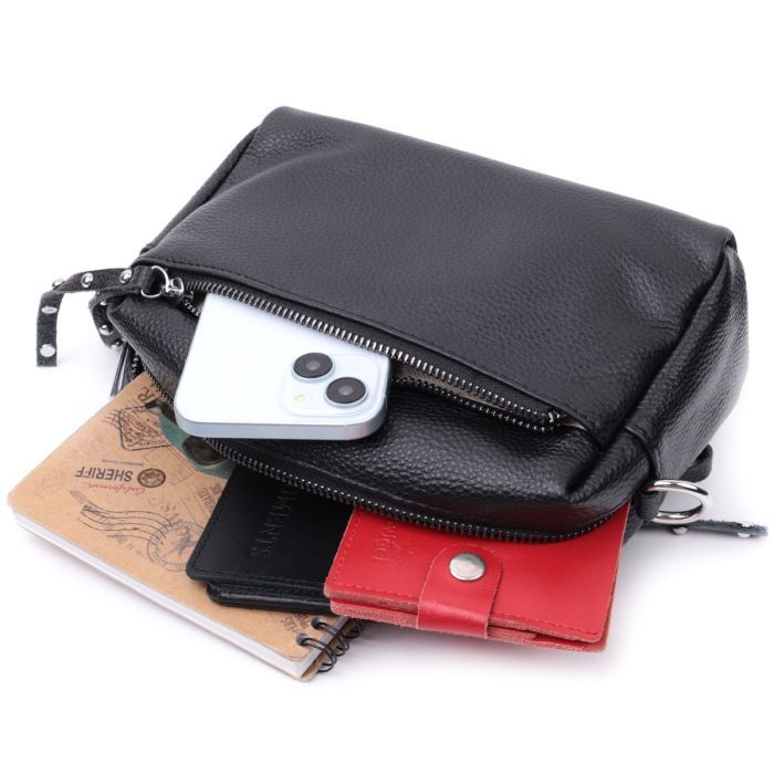 Сумка Vintage Женская кожаная Черная (22654) изображение 10