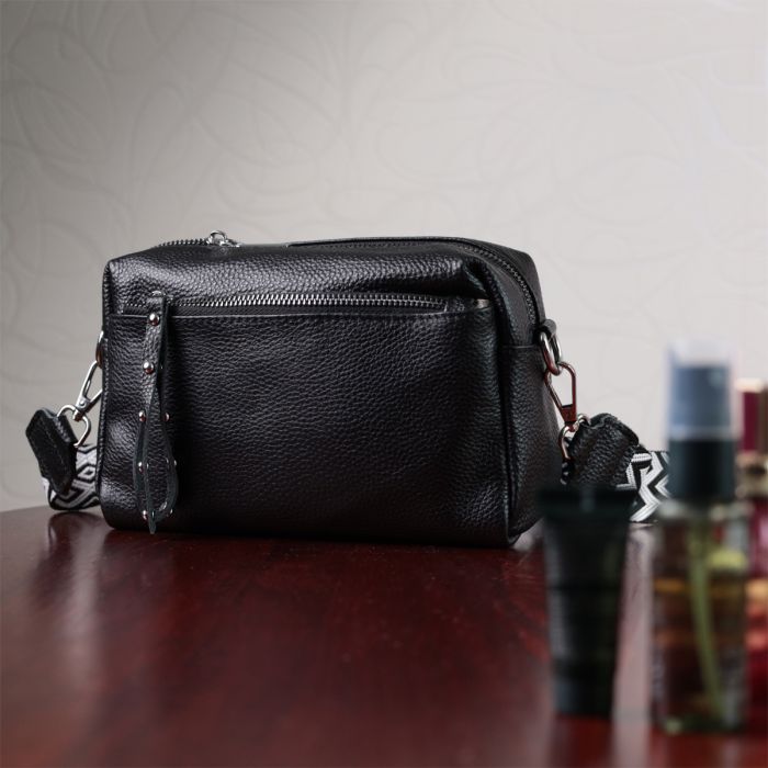 Сумка Vintage Женская кожаная Черная (22654) изображение 12