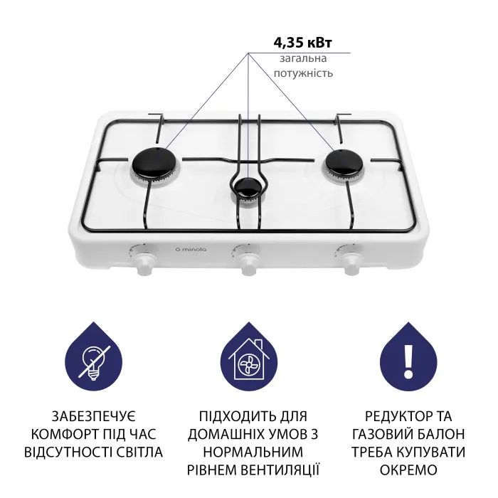 Настільна плита Minola TGH 300 BR зображення 5