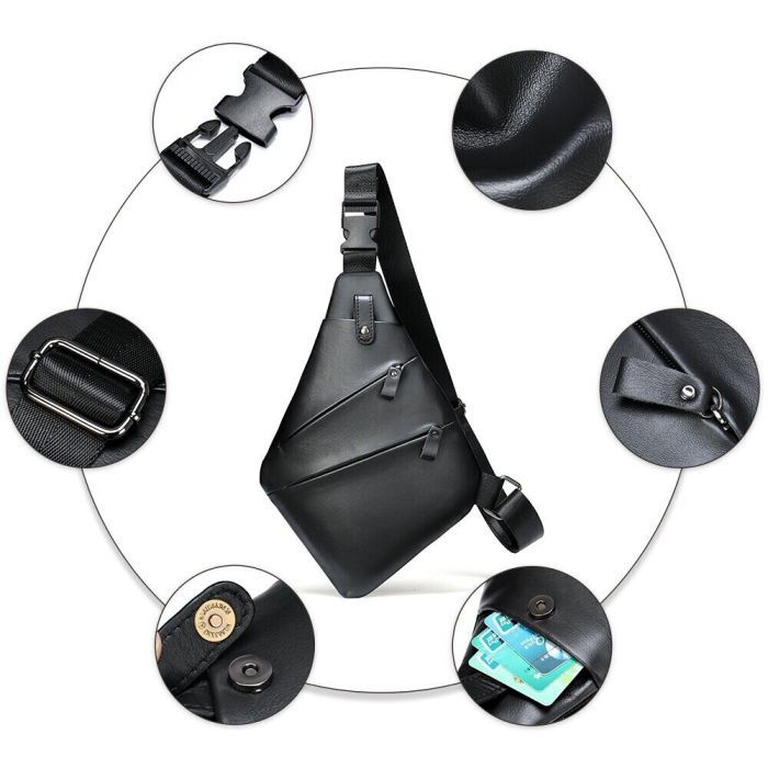 Сумка Vintage Через плечо кожаная Черная (14997) изображение 10