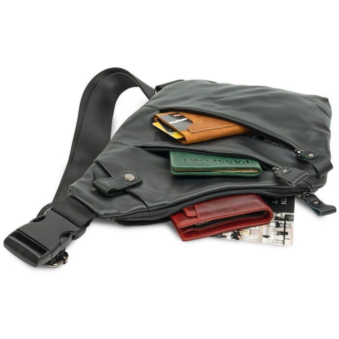 Сумка Vintage Через плечо кожаная Черная (14997) изображение 2