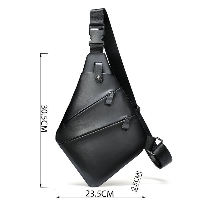 Сумка Vintage Через плечо кожаная Черная (14997) изображение 3