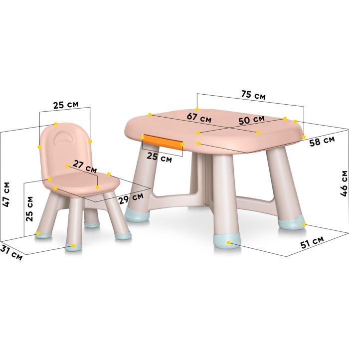 Детский стол Mealux комплект Peppa стол + стул (KD-F042 Orange) изображение 2