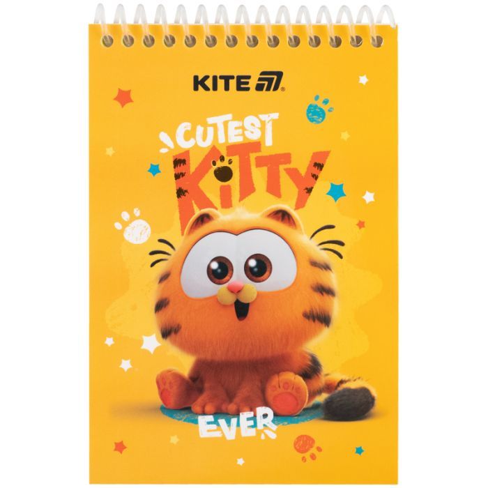 Блокнот Kite на спіралі Garfield А6, 48 аркушів, нелінований (GF25-196)