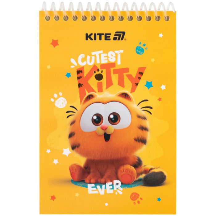 Блокнот Kite на спіралі Garfield А6, 48 аркушів, нелінований (GF25-196)