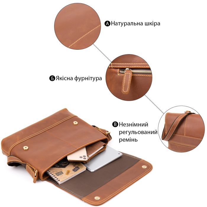 Сумка Vintage Матова Руда (20399) зображення 4