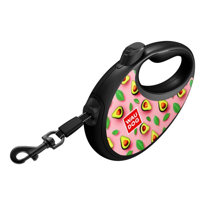 Повідець для собак WAUDOG R-leash з контейнером для пакетів "Авокадо на рожевому", світловідбивна стрічка, M (256-4051) зображення 3