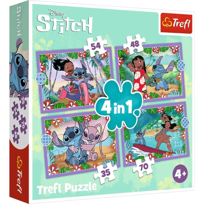 Пазл Trefl Lilo&Stitch Шалений день4 in 1 (35, 48, 54, 70) елемента (5900511346336) зображення 6