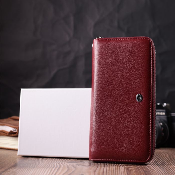 Гаманець ST Leather З натуральної шкіри Бордовий (22560) зображення 10