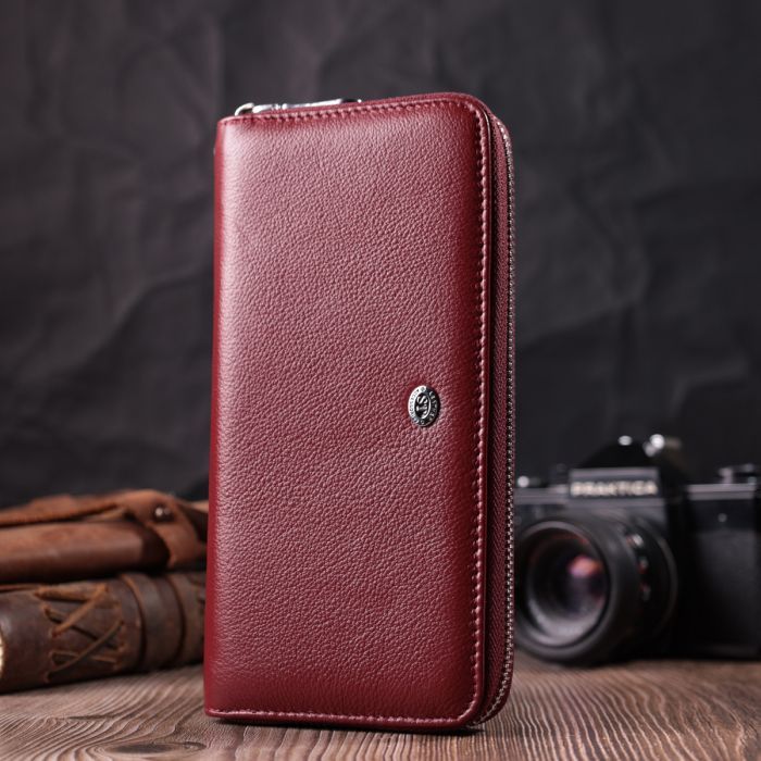 Гаманець ST Leather З натуральної шкіри Бордовий (22560) зображення 8