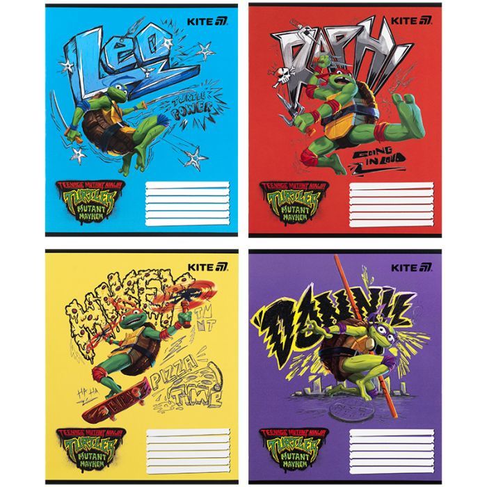 Тетрадь Kite Ninja Turtles, 12 листов, косая линия (NT25-235)