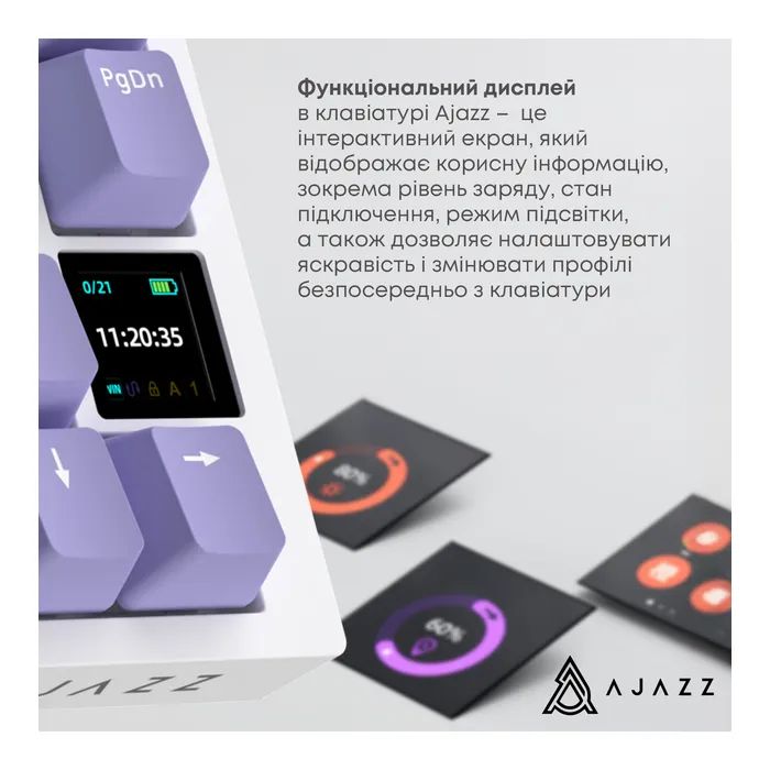 Клавиатура Ajazz AK820 Pro Gift Switch Purple RGB USB/Wireless/Bluetooth UA Purple (AK820PRO-G-PWB) изображение 9