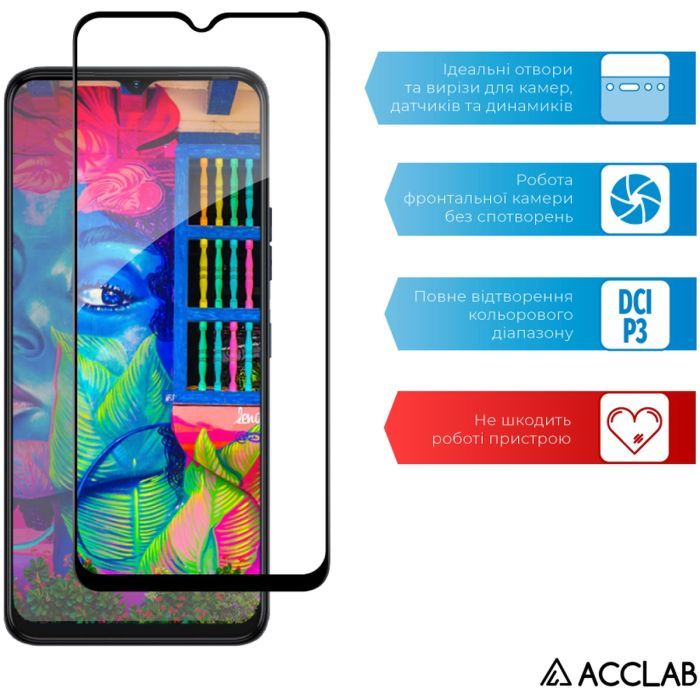 Скло захисне ACCLAB Full Glue Tecno Spark 9 Pro Black (1283126547300) зображення 5