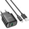 Зарядное устройство HOCO C140A Smart USB QC3.0 + USB to cable Micro Black (6942007627801)