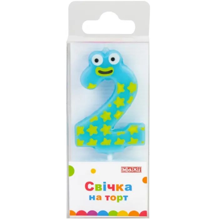Свеча Maxi "2" 4,5 см, на торт (MX622053-2)