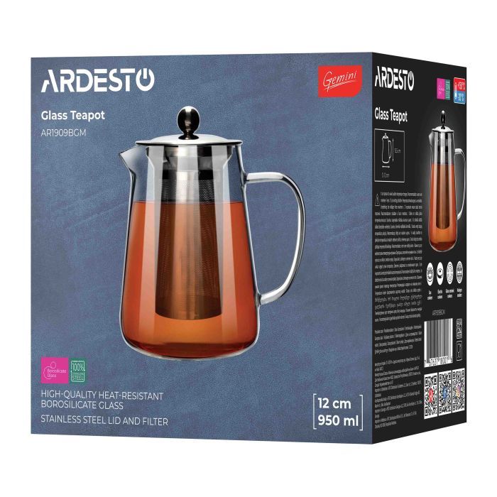 Заварник Ardesto Gemini Milano 950 мл, прозорий (AR1909BGM) зображення 2