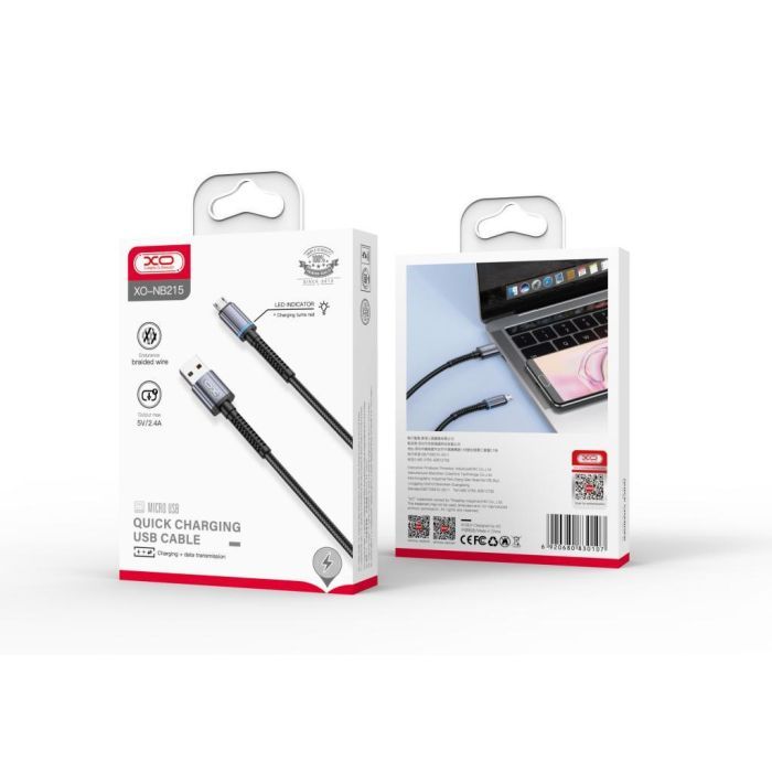Дата кабель USB 2.0 AM to Micro 5P 1.0m 2.4A black XO (NB215-M-BK) изображение 2